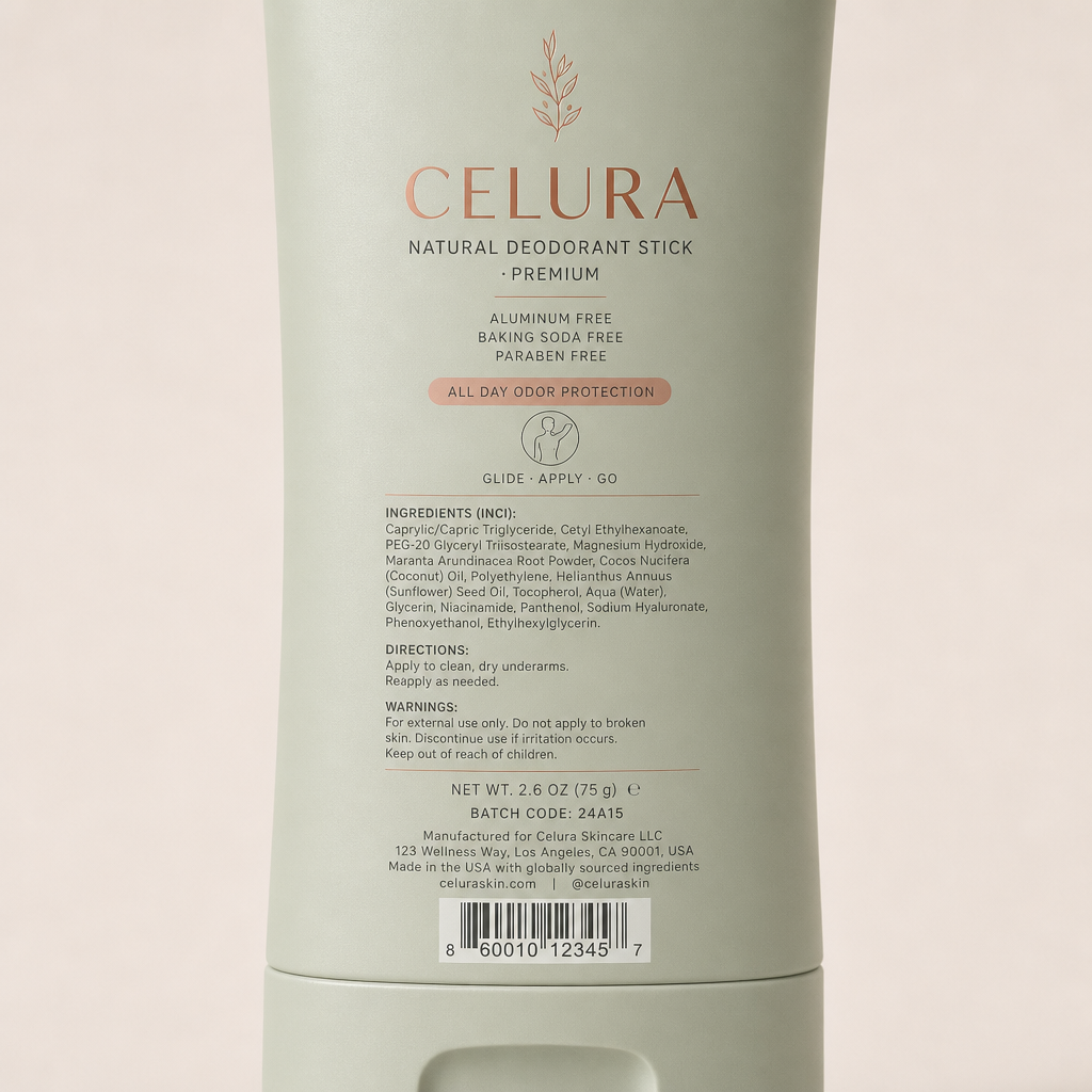 Natural Deodorant Stick - Label detail view