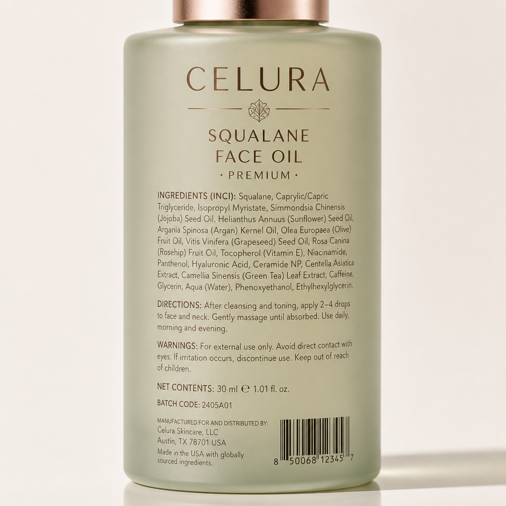 Squalane Face Oil - Label detail view